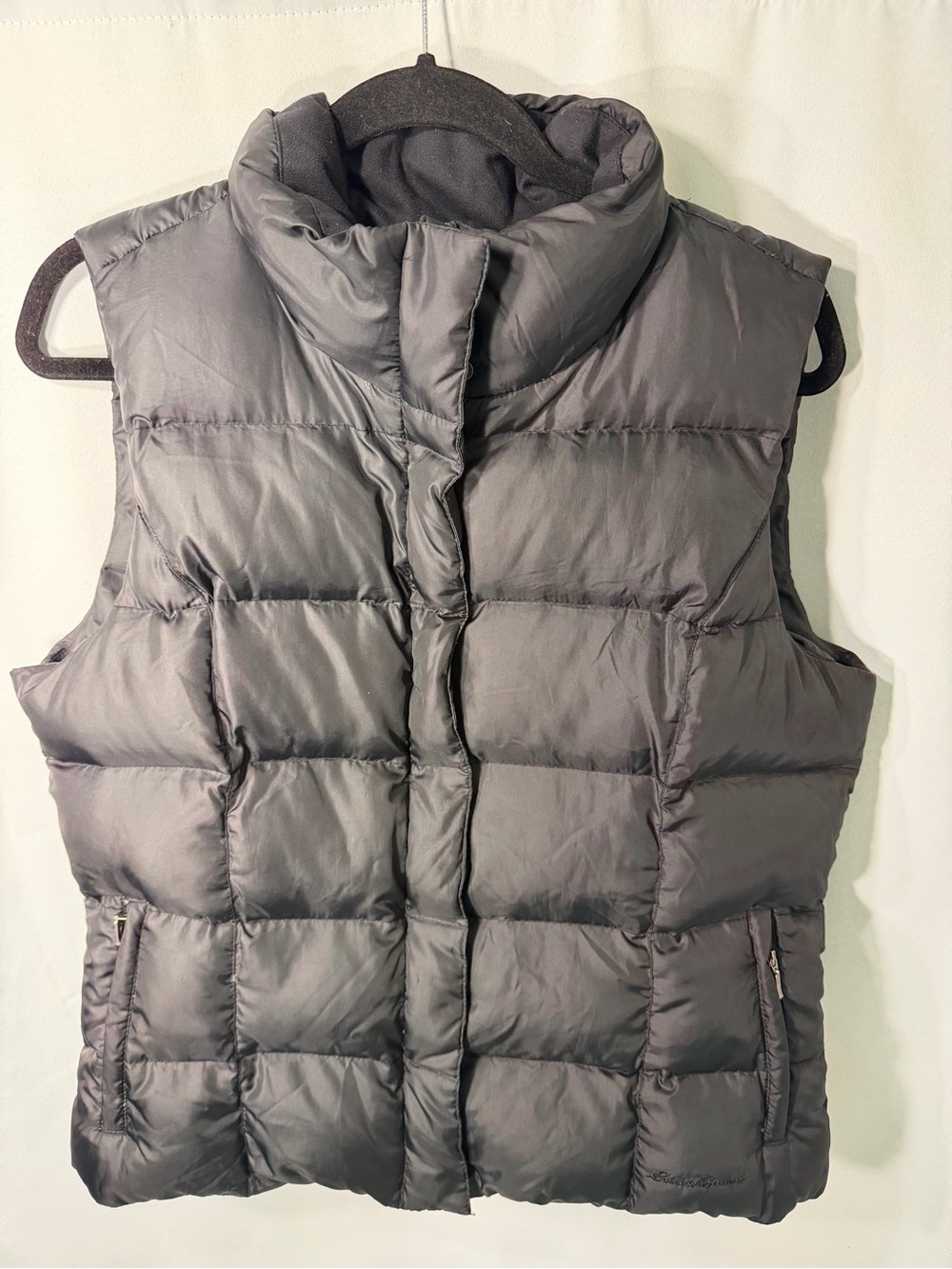 Eddie Bauer Womens 2009 Premium Goose Down Puffer Vest Black Sz Large